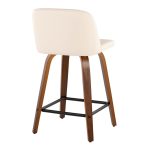 Toriano 24-Inch Walnut Wood Cream Faux Leather Swivel Stool (Set of 2)