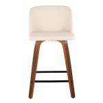 Toriano 24-Inch Walnut Wood Cream Faux Leather Swivel Stool (Set of 2)