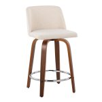 Toriano 24-Inch Walnut Wood Mid-Century Modern Swivel Stools (Set of 2) 9 Toriano 24-Inch Walnut Wood Mid-Century Modern Swivel Stools (Set of 2)