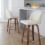 Toriano 24-Inch Walnut and Cream Mid-Century Swivel Stools (Set of 2) 13 Toriano 24-Inch Walnut and Cream Mid-Century Swivel Stools (Set of 2)
