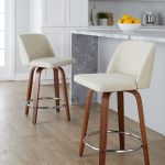 Toriano 24-Inch Walnut and Cream Mid-Century Swivel Stools (Set of 2) 12 Toriano 24-Inch Walnut and Cream Mid-Century Swivel Stools (Set of 2)