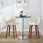 Toriano 24-Inch Walnut and Cream Mid-Century Swivel Stools (Set of 2) 14 Toriano 24-Inch Walnut and Cream Mid-Century Swivel Stools (Set of 2)