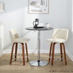 Toriano 24-Inch Walnut and Cream Mid-Century Swivel Stools (Set of 2) 15 Toriano 24-Inch Walnut and Cream Mid-Century Swivel Stools (Set of 2)