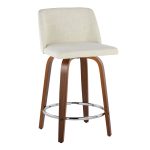 Toriano 24-Inch Walnut and Cream Mid-Century Swivel Stools (Set of 2) 17 Toriano 24-Inch Walnut and Cream Mid-Century Swivel Stools (Set of 2)