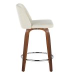 Toriano 24-Inch Walnut and Cream Mid-Century Swivel Stools (Set of 2) 18 Toriano 24-Inch Walnut and Cream Mid-Century Swivel Stools (Set of 2)