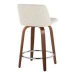 Toriano 24-Inch Walnut and Cream Mid-Century Swivel Stools (Set of 2) 19 Toriano 24-Inch Walnut and Cream Mid-Century Swivel Stools (Set of 2)