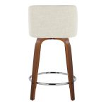 Toriano 24-Inch Walnut and Cream Mid-Century Swivel Stools (Set of 2) 20 Toriano 24-Inch Walnut and Cream Mid-Century Swivel Stools (Set of 2)