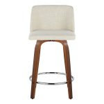 Toriano 24-Inch Walnut and Cream Mid-Century Swivel Stools (Set of 2) 21 Toriano 24-Inch Walnut and Cream Mid-Century Swivel Stools (Set of 2)