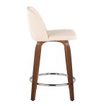 Toriano 24" Mid-Century Modern Swivel Counter Stools in Walnut and Cream Faux Leather (Set of 2) (Set of 2)