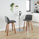 Toriano 24 Mid-Century Modern Walnut Grey Swivel Stools (Set of 2) 11 Toriano 24 Mid-Century Modern Walnut Grey Swivel Stools (Set of 2)