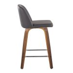 Toriano 24 Mid-Century Modern Walnut Grey Swivel Stools (Set of 2) 14 Toriano 24 Mid-Century Modern Walnut Grey Swivel Stools (Set of 2)