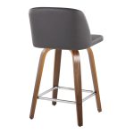 Toriano 24 Mid-Century Modern Walnut Grey Swivel Stools (Set of 2) 15 Toriano 24 Mid-Century Modern Walnut Grey Swivel Stools (Set of 2)