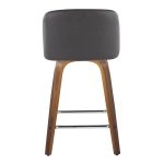 Toriano 24 Mid-Century Modern Walnut Grey Swivel Stools (Set of 2) 16 Toriano 24 Mid-Century Modern Walnut Grey Swivel Stools (Set of 2)