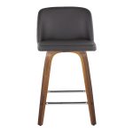 Toriano 24 Mid-Century Modern Walnut Grey Swivel Stools (Set of 2) 17 Toriano 24 Mid-Century Modern Walnut Grey Swivel Stools (Set of 2)
