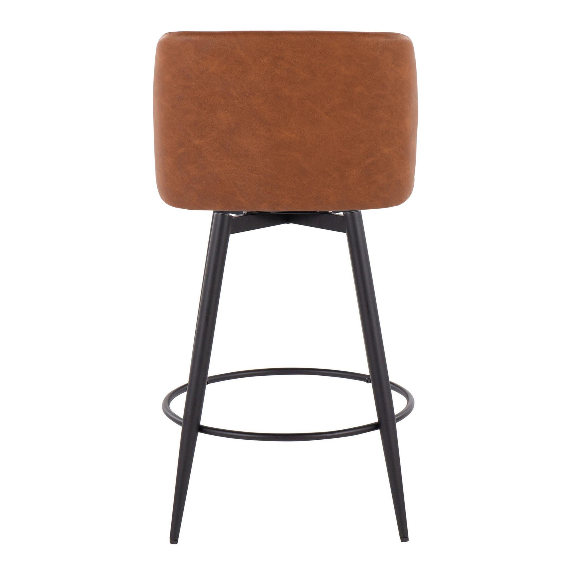 Toriano 26" Camel Faux Leather Contemporary Swivel Counter Stools (Set of 2) 5 Toriano 26" Camel Faux Leather Contemporary Swivel Counter Stools (Set of 2) - Image 5