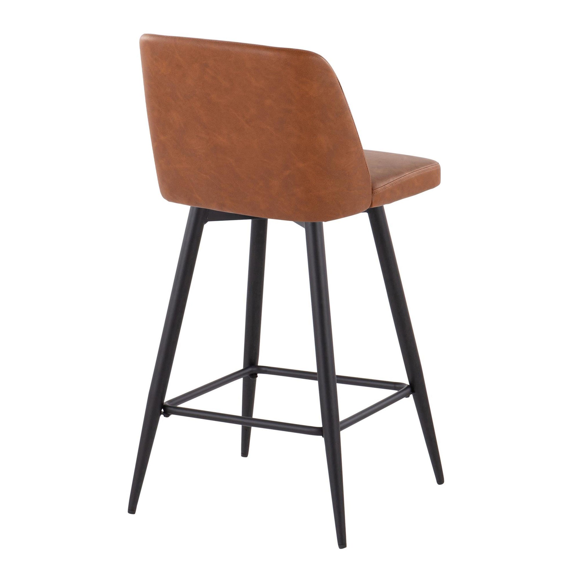 Toriano 26 Contemporary Camel Faux Leather Swivel Counter Stools (Set of 2) 4 Toriano 26 Contemporary Camel Faux Leather Swivel Counter Stools (Set of 2) - Image 4