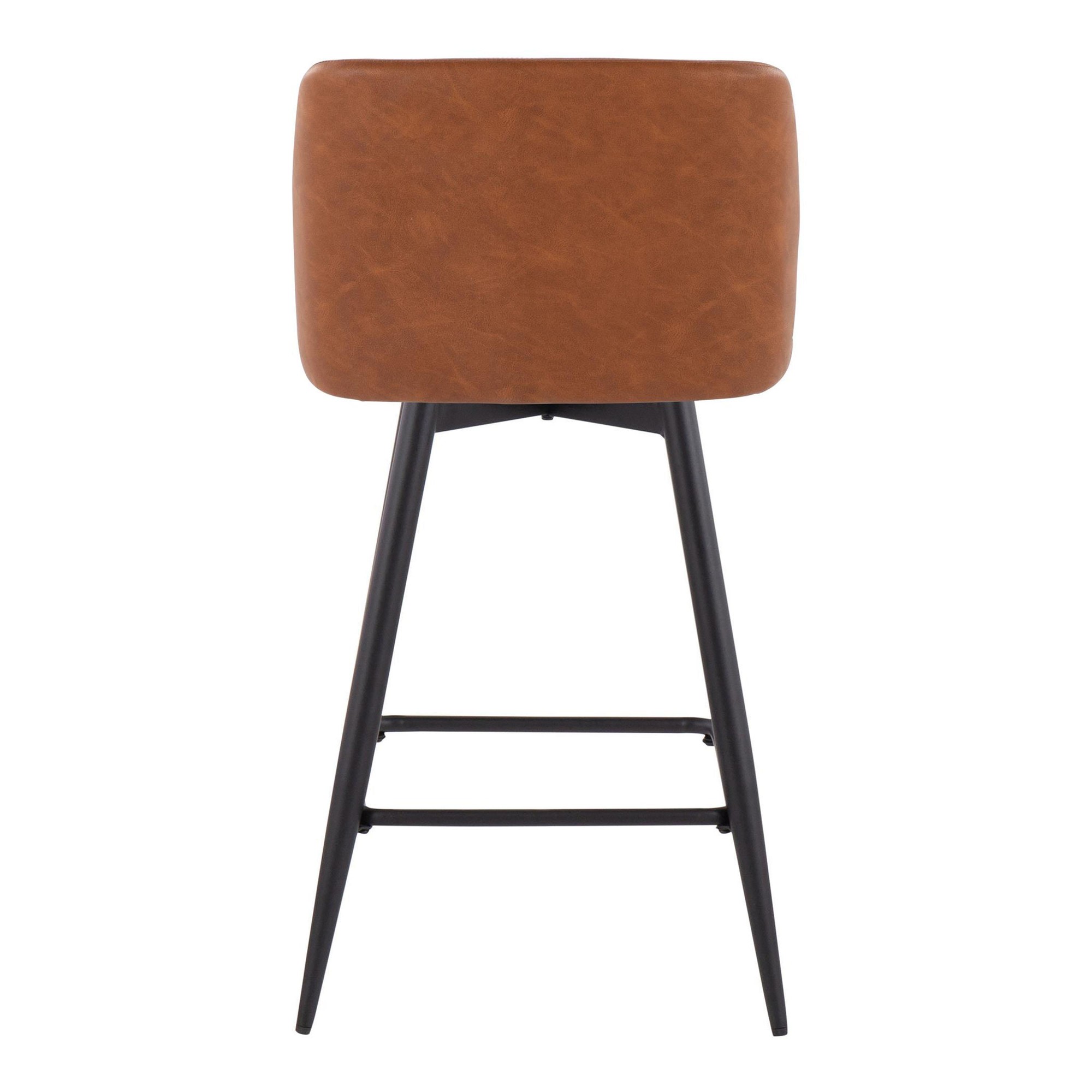 Toriano 26 Contemporary Camel Faux Leather Swivel Counter Stools (Set of 2) 5 Toriano 26 Contemporary Camel Faux Leather Swivel Counter Stools (Set of 2) - Image 5