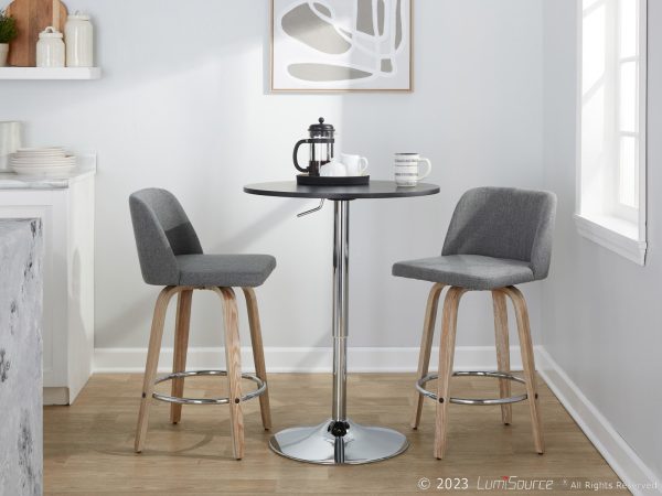 Toriano 26 Contemporary Grey Fabric Swivel Counter Stools Set of 2 2