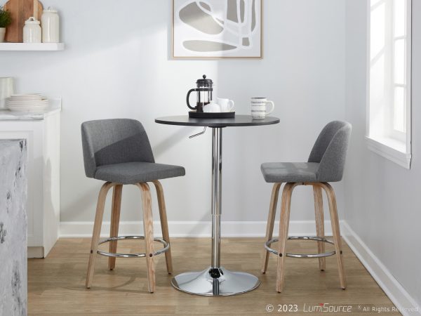Toriano 26 Contemporary Grey Fabric Swivel Counter Stools Set of 2 3