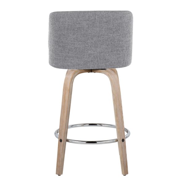 Toriano 26 Contemporary Grey Fabric Swivel Counter Stools Set of 2 8