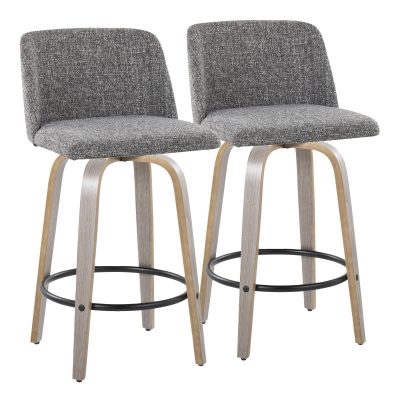 Toriano 26" Contemporary Swivel Counter Stool in Grey (Set of 2) (Set of 2)
