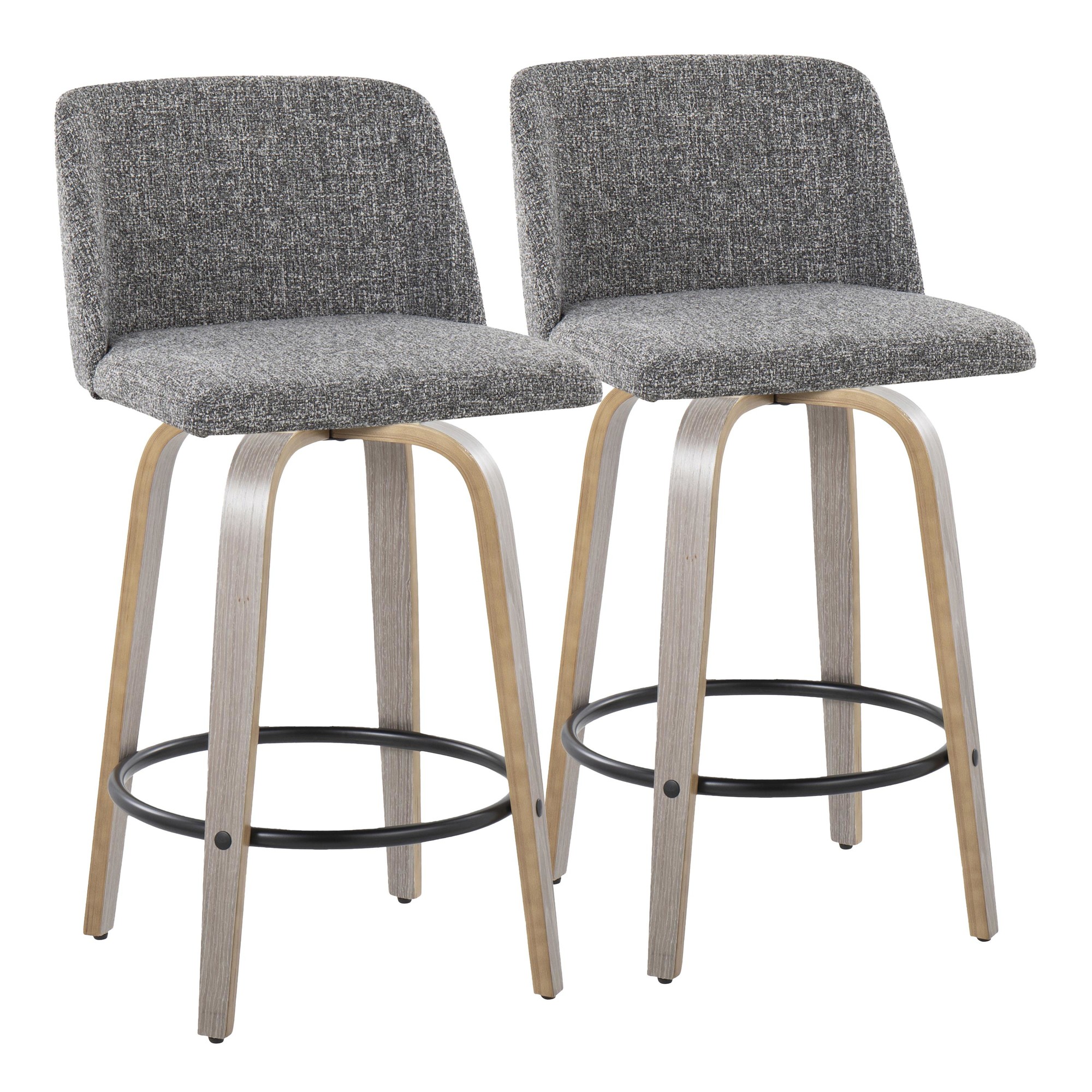 Toriano 26" Contemporary Swivel Counter Stool in Grey (Set of 2) (Set of 2) 1 Toriano 26" Contemporary Swivel Counter Stool in Grey (Set of 2) (Set of 2)