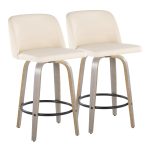 Toriano 26" Contemporary Swivel Counter Stools in Cream (Set of 2) (Set of 2) 10 Toriano 26" Contemporary Swivel Counter Stools in Cream (Set of 2) (Set of 2)
