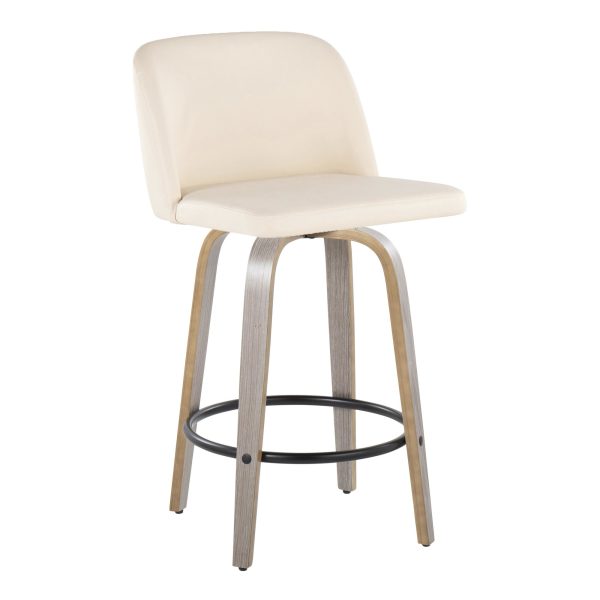 Toriano 26 Contemporary Swivel Counter Stools in Cream Set of 2 Set of 2 2