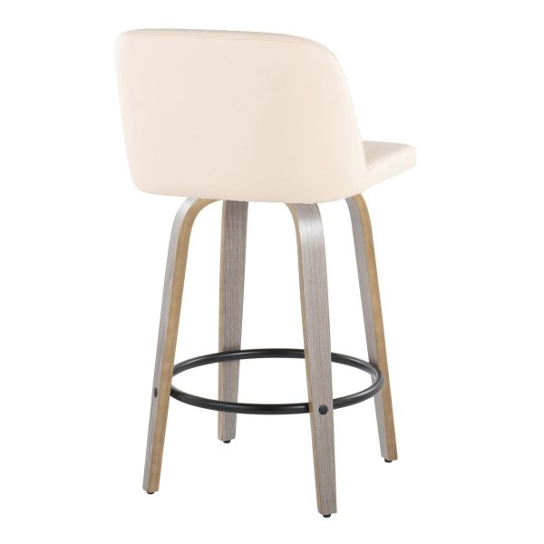 Toriano 26 Contemporary Swivel Counter Stools in Cream Set of 2 Set of 2 4