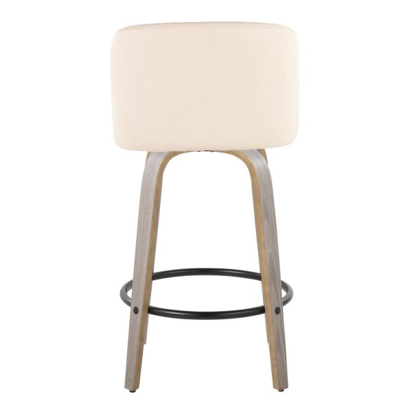 Toriano 26 Contemporary Swivel Counter Stools in Cream Set of 2 Set of 2 5