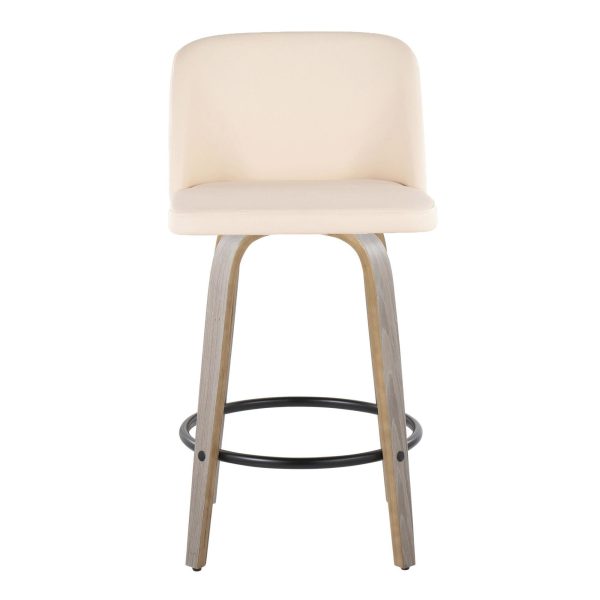 Toriano 26 Contemporary Swivel Counter Stools in Cream Set of 2 Set of 2 6