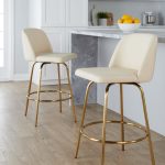 Toriano 26 Cream Faux Leather Gold Contemporary Swivel Stools (Set of 2) 13 Toriano 26 Cream Faux Leather Gold Contemporary Swivel Stools (Set of 2)