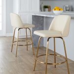 Toriano 26 Cream Faux Leather Gold Contemporary Swivel Stools (Set of 2) 12 Toriano 26 Cream Faux Leather Gold Contemporary Swivel Stools (Set of 2)