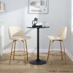 Toriano 26 Cream Faux Leather Gold Contemporary Swivel Stools (Set of 2) 14 Toriano 26 Cream Faux Leather Gold Contemporary Swivel Stools (Set of 2)