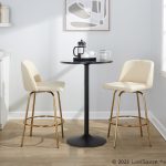 Toriano 26 Cream Faux Leather Gold Contemporary Swivel Stools (Set of 2) 15 Toriano 26 Cream Faux Leather Gold Contemporary Swivel Stools (Set of 2)