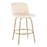 Toriano 26 Cream Faux Leather Gold Contemporary Swivel Stools (Set of 2) 17 Toriano 26 Cream Faux Leather Gold Contemporary Swivel Stools (Set of 2)