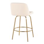 Toriano 26 Cream Faux Leather Gold Contemporary Swivel Stools (Set of 2) 19 Toriano 26 Cream Faux Leather Gold Contemporary Swivel Stools (Set of 2)