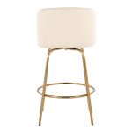 Toriano 26 Cream Faux Leather Gold Contemporary Swivel Stools (Set of 2) 20 Toriano 26 Cream Faux Leather Gold Contemporary Swivel Stools (Set of 2)