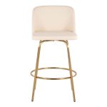 Toriano 26 Cream Faux Leather Gold Contemporary Swivel Stools (Set of 2) 21 Toriano 26 Cream Faux Leather Gold Contemporary Swivel Stools (Set of 2)