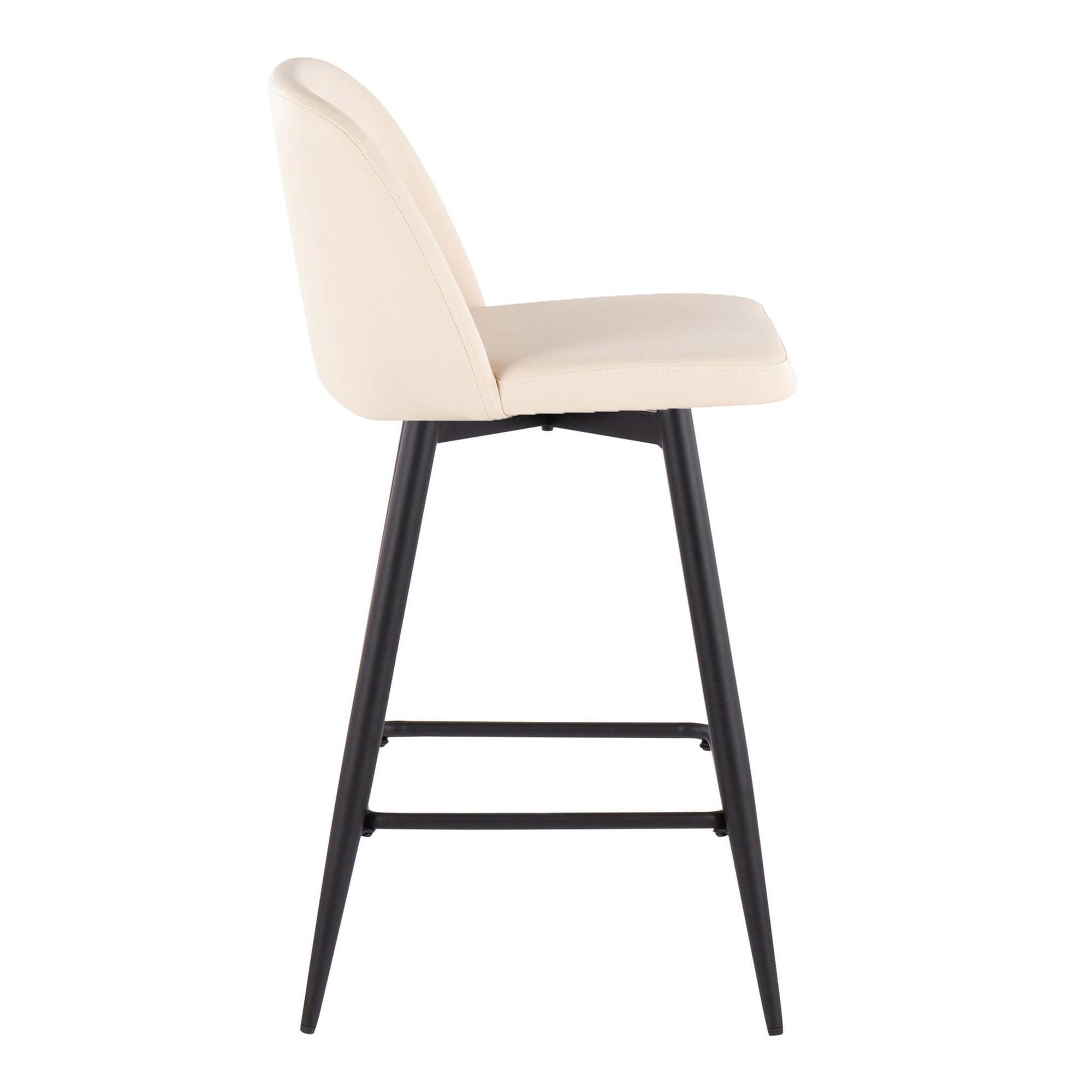 Toriano 26 Cream Swivel Contemporary Counter Stools (Set of 2) 3 Toriano 26 Cream Swivel Contemporary Counter Stools (Set of 2) - Image 3