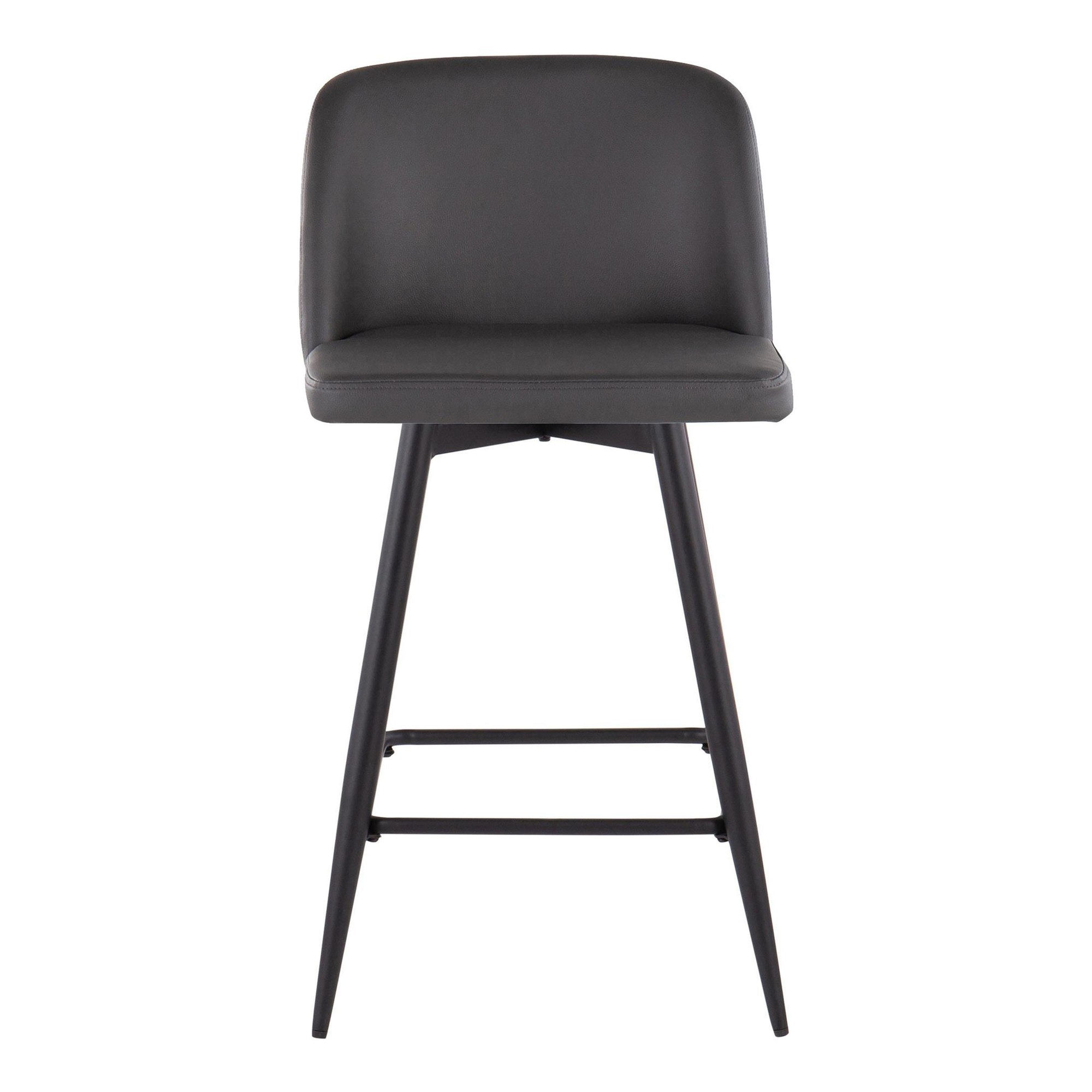 Toriano 26 Grey Faux Leather Contemporary Swivel Counter Stools (Set of 2) 10 Toriano 26 Grey Faux Leather Contemporary Swivel Counter Stools (Set of 2) - Image 10