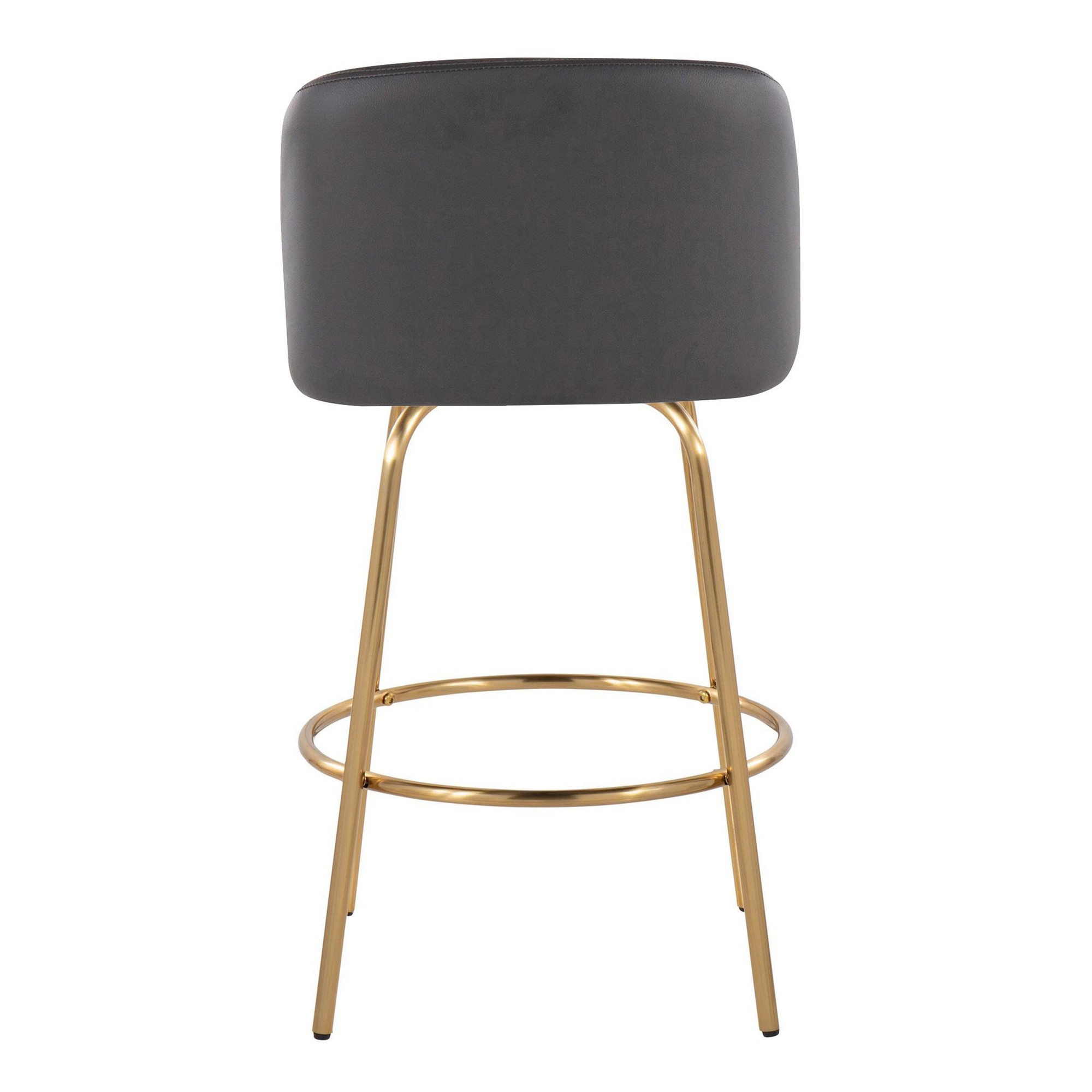 Toriano 26 Grey Faux Leather Gold Contemporary Swivel Stools (Set of 2) 9 Toriano 26 Grey Faux Leather Gold Contemporary Swivel Stools (Set of 2) - Image 9