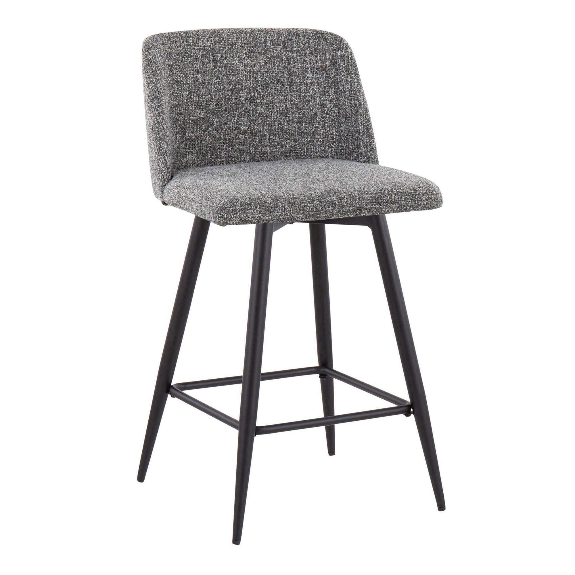 Toriano 26 Grey Noise Fabric Contemporary Counter Stools (Set of 2) 2 Toriano 26 Grey Noise Fabric Contemporary Counter Stools (Set of 2) - Image 2