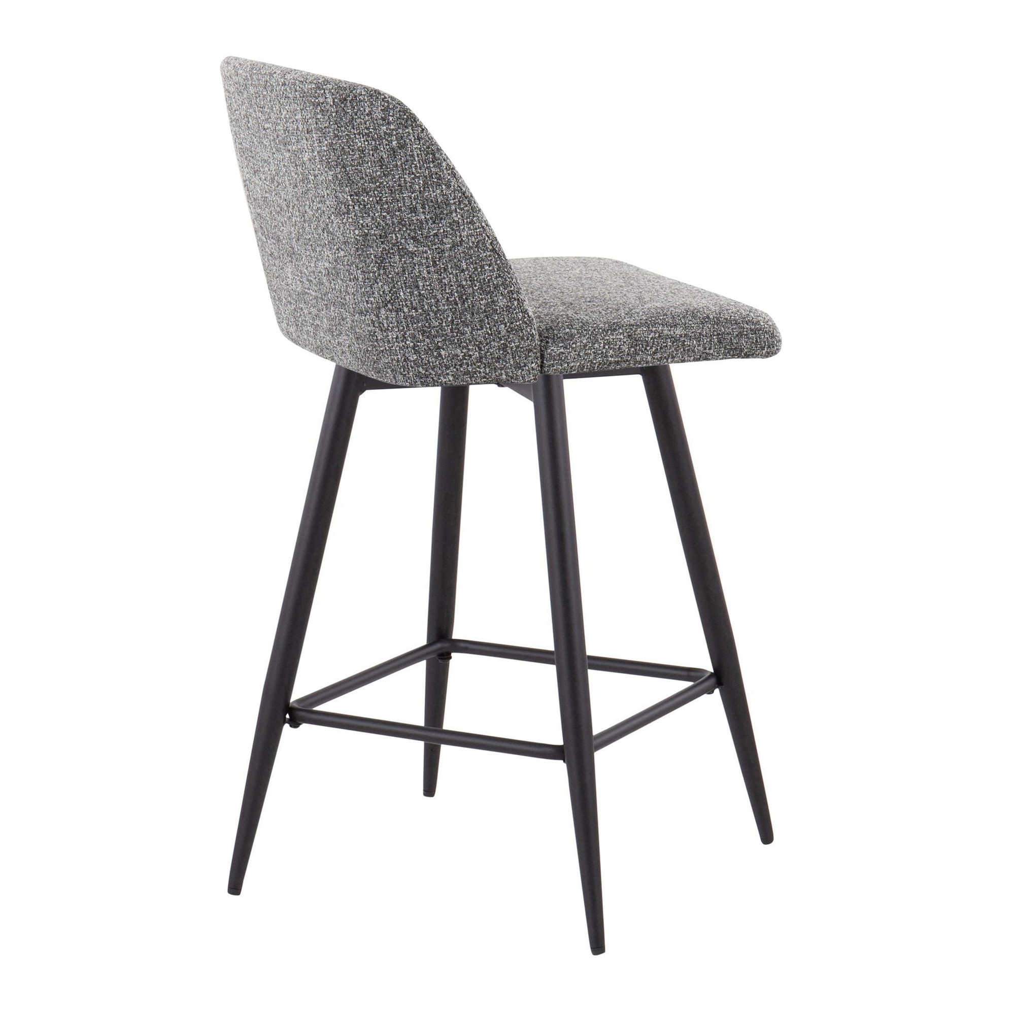 Toriano 26 Grey Noise Fabric Contemporary Counter Stools (Set of 2) 4 Toriano 26 Grey Noise Fabric Contemporary Counter Stools (Set of 2) - Image 4