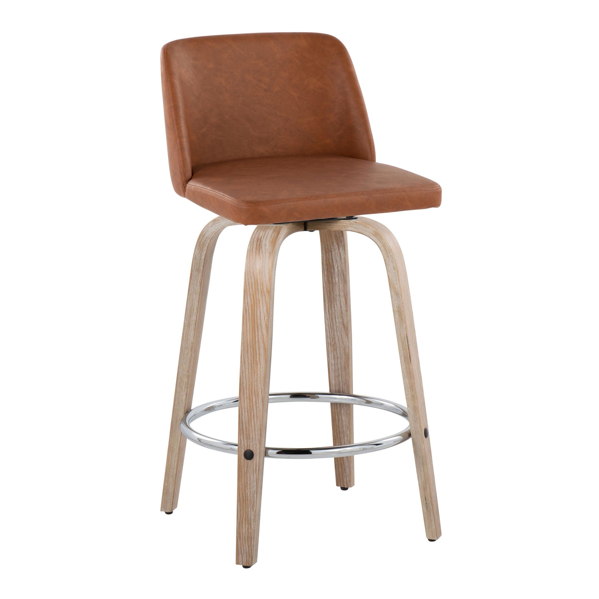 Toriano 26-Inch Camel Contemporary Swivel Counter Stools (Set of 2) 6 Toriano 26-Inch Camel Contemporary Swivel Counter Stools (Set of 2) - Image 6