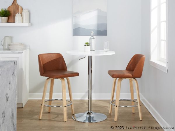 Toriano 26 Inch Camel Faux Leather Contemporary Swivel Counter Stool Set of 2 2