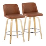 Toriano 26-Inch Camel Faux Leather Contemporary Swivel Counter Stool (Set of 2) 16 Toriano 26-Inch Camel Faux Leather Contemporary Swivel Counter Stool (Set of 2)