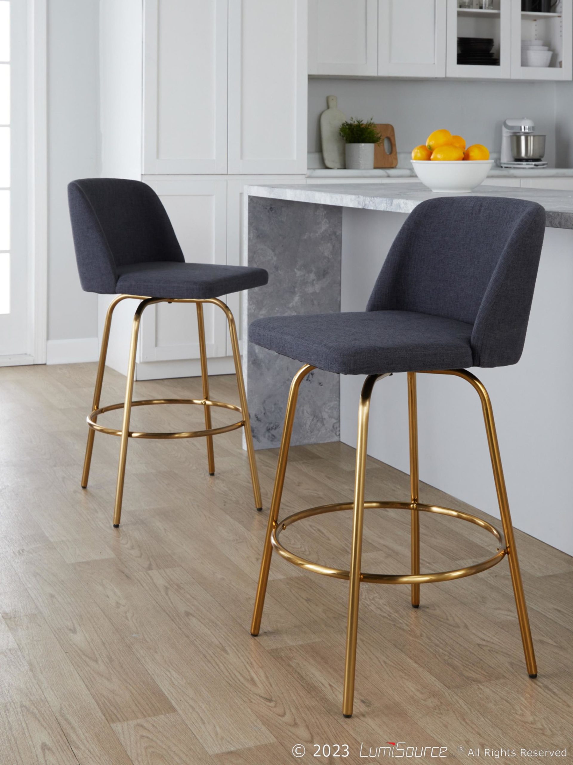 Toriano 26-Inch Contemporary Blue Swivel Counter Stools (Set of 2) (Set of 2) 2 Toriano 26-Inch Contemporary Blue Swivel Counter Stools (Set of 2) (Set of 2) - Image 2