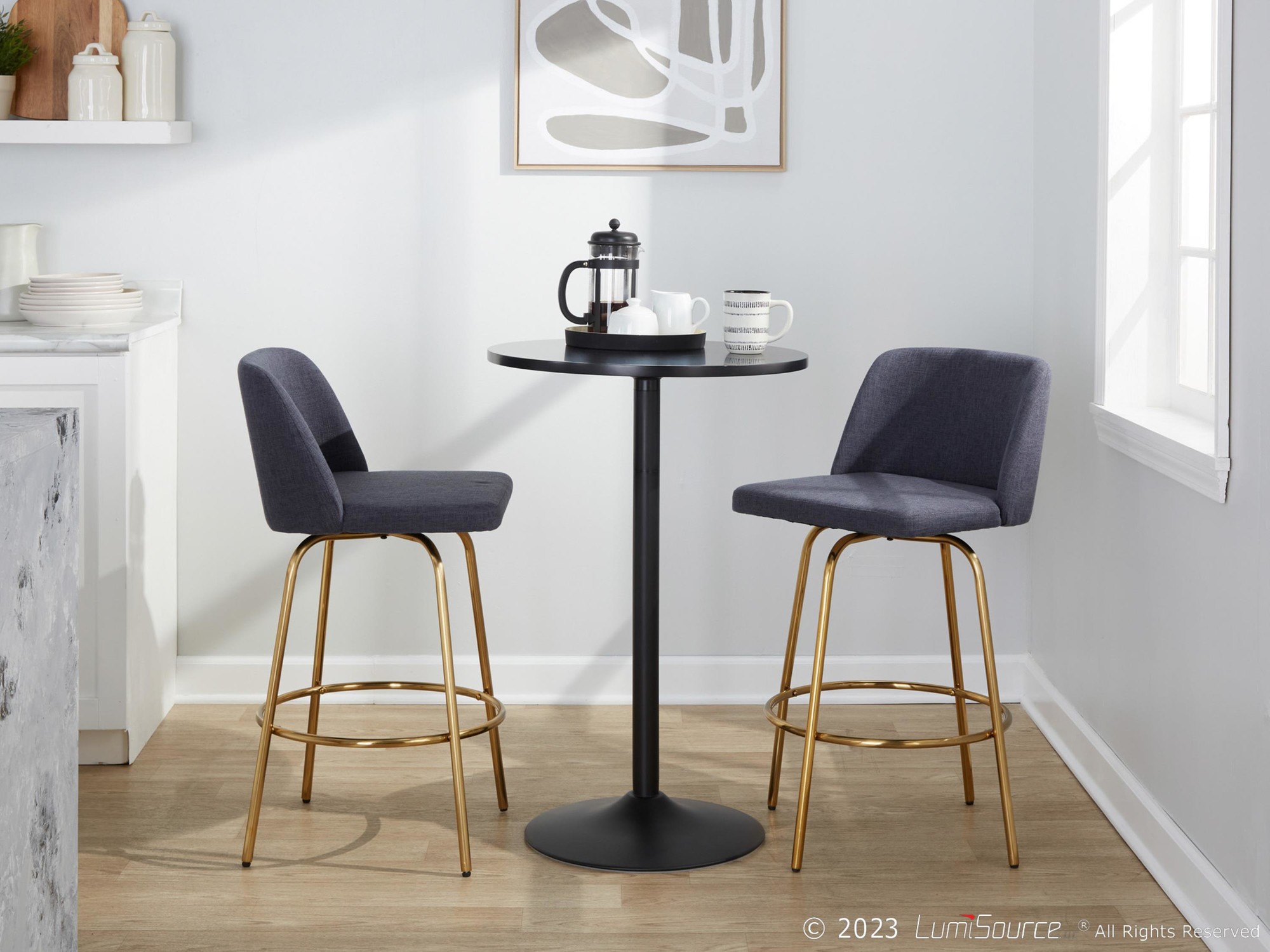 Toriano 26-Inch Contemporary Blue Swivel Counter Stools (Set of 2) (Set of 2) 3 Toriano 26-Inch Contemporary Blue Swivel Counter Stools (Set of 2) (Set of 2) - Image 3