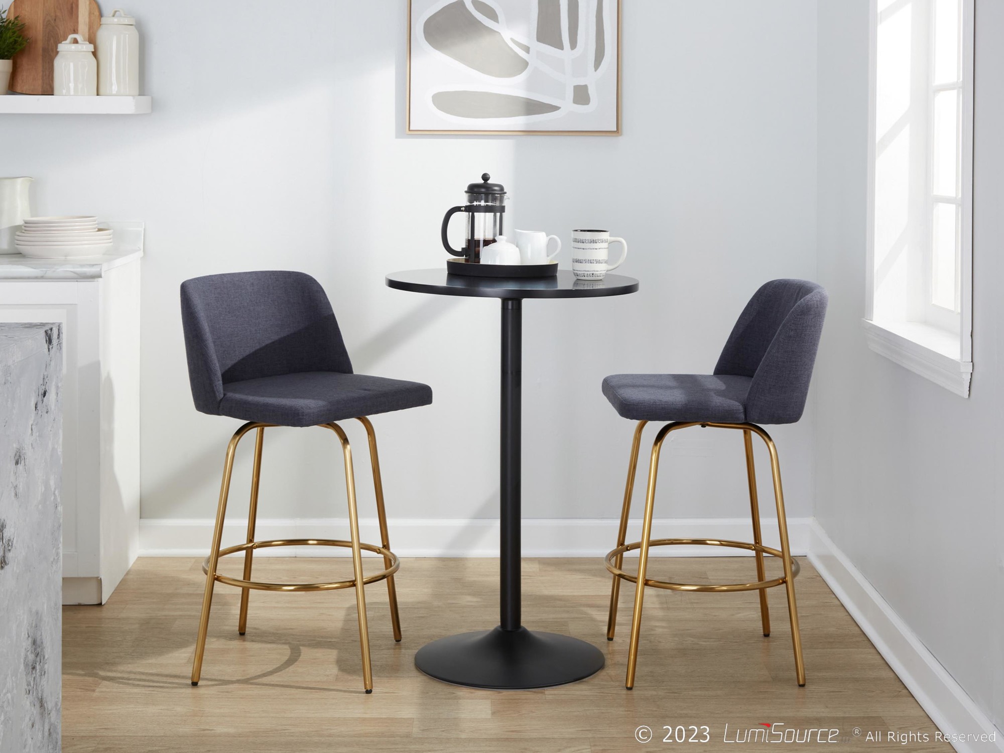 Toriano 26-Inch Contemporary Blue Swivel Counter Stools (Set of 2) (Set of 2) 4 Toriano 26-Inch Contemporary Blue Swivel Counter Stools (Set of 2) (Set of 2) - Image 4